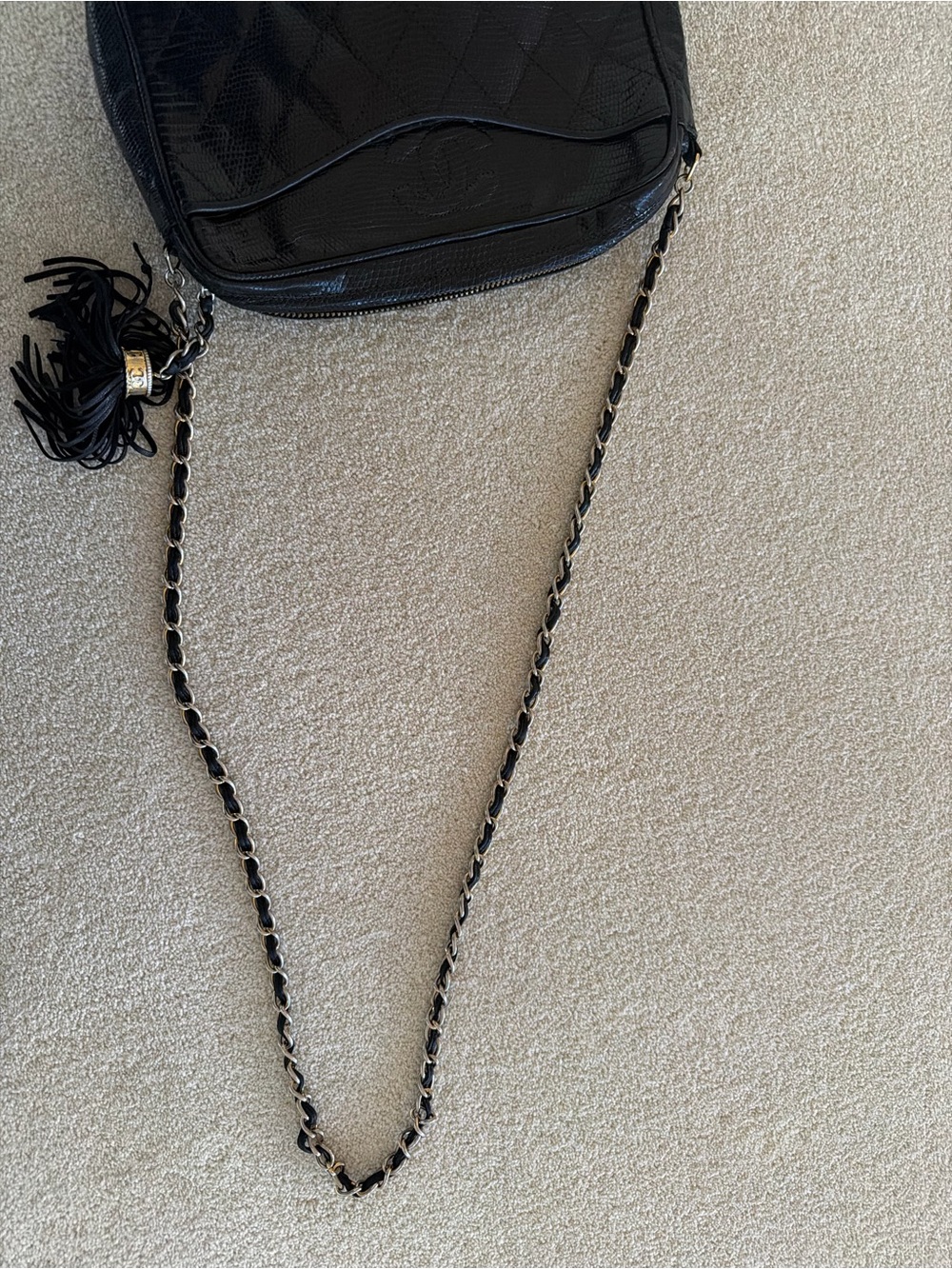 Chanel Black Quilted Lizard Camera Crossbody Bag - Picture 9 of 9